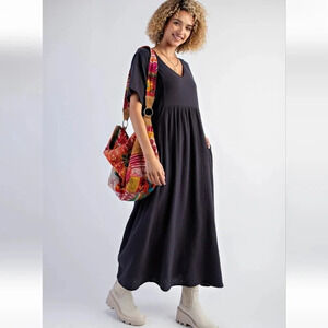 New! Easel Mabel Soft Washed Cotton Gauze Maxi Dress
